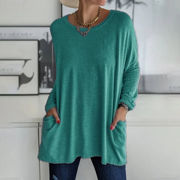 Moira relaxed long sleeve top in Petrol, view 8