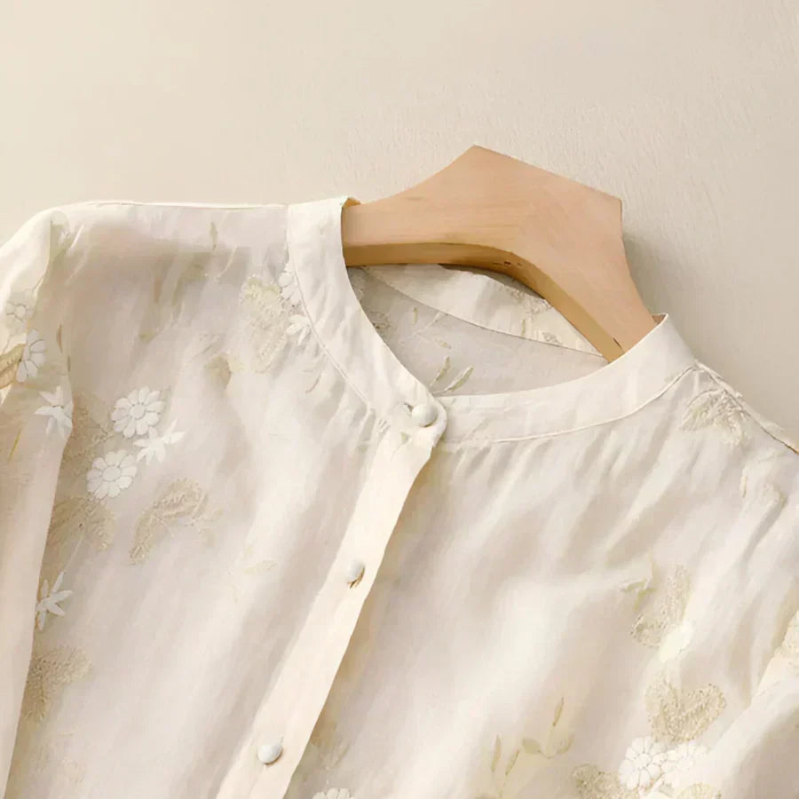 Nicole embroidered cotton blouse, view 6