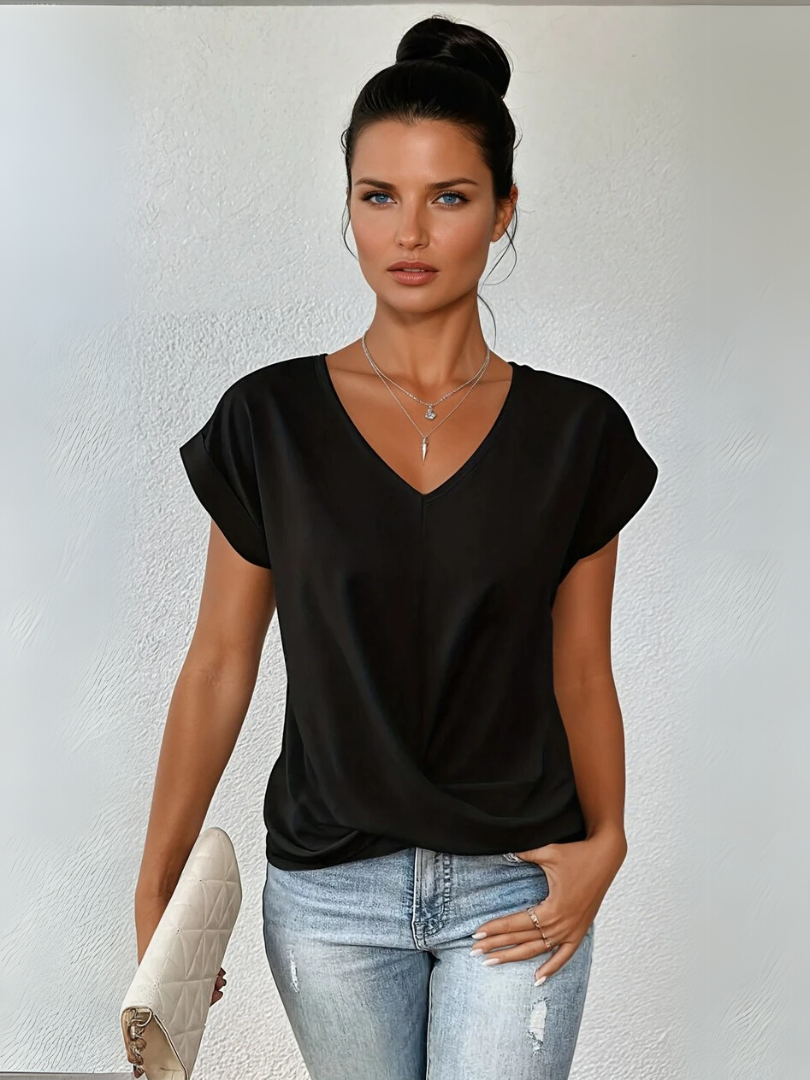 Zoe sweetheart neckline casual T-shirt, front view