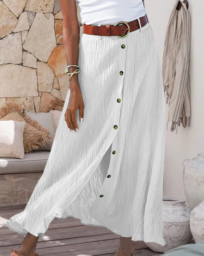 Marie button front flowing maxi skirt, view 10