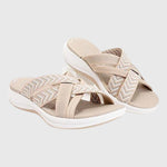 Jade Crossover Orthopaedic Slides in Beige, view 6
