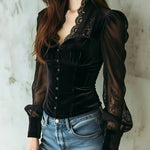 Mira Midnight black lace blouse, view 2