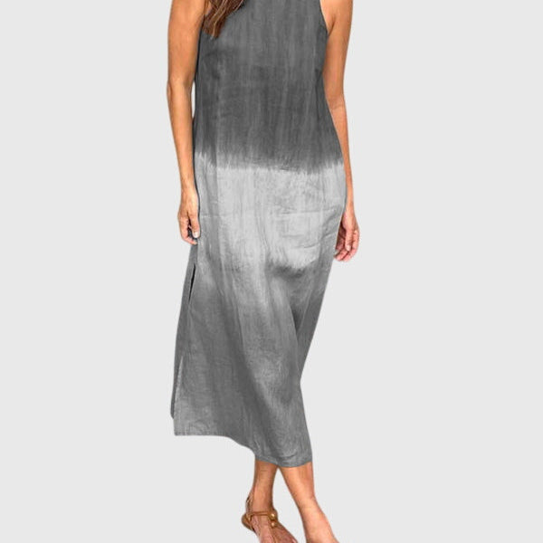 Mira ombre print maxi dress in Light Grey, view 3