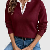 Zaryphine lace trim blouse in Red, view 3
