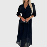 Chloe Silky Chiffon Dress in Black, view 3