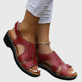 Celeste Orthopaedic Wedge Sandals in Red, view 3