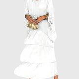 Susan long flowing elegant maxi dress in White, view 7