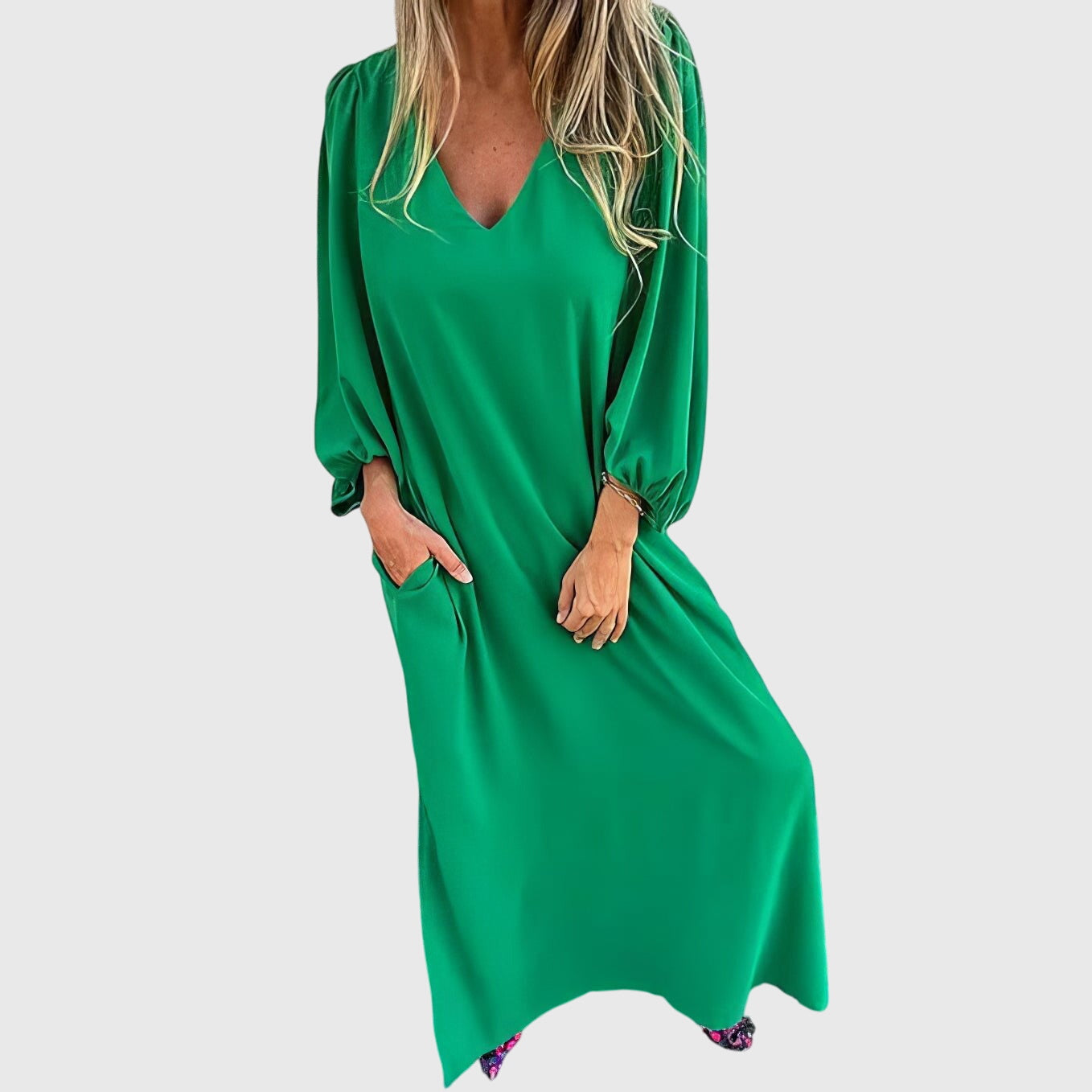 Carol Long Boho Dress in Green, view 4