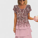 Angel floral tiered dress in Pink, view 4