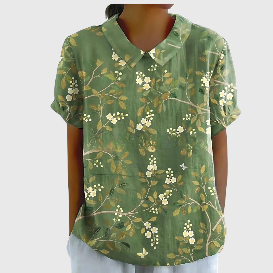 Jenna floral collared blouse in Green Wildflower, view 11
