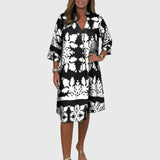 Daisy Elegant Spring Dress in Black/White, view 5