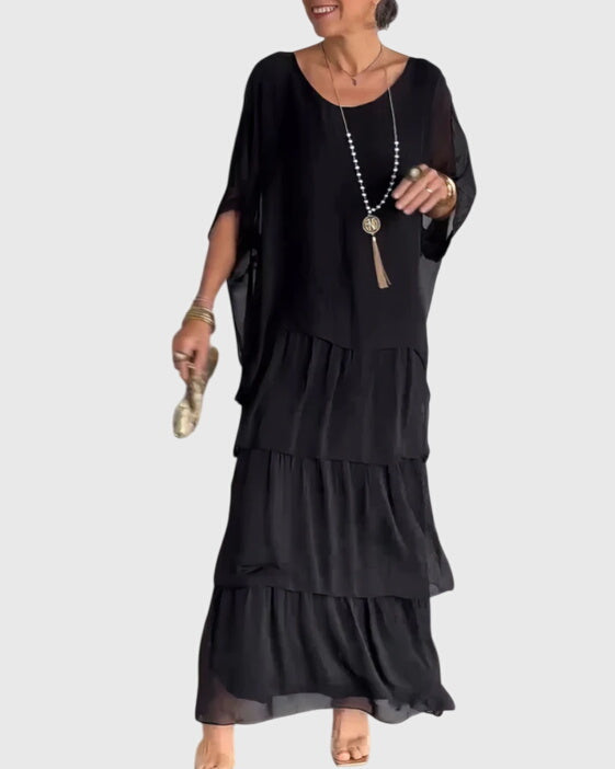 Susan long flowing elegant maxi dress in Black, view 10