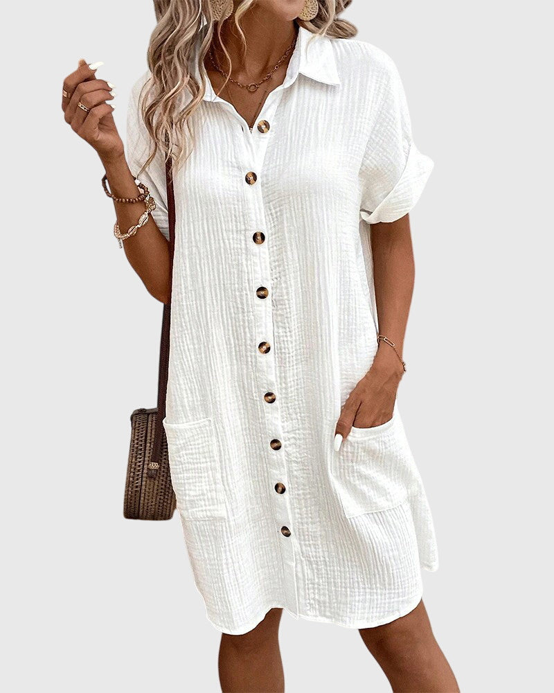 Caroline Button Front Shirt Dress, view 6