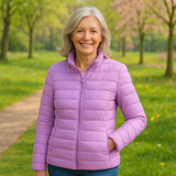 Ulla lilac puffer jacket, front view
