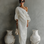 Off shoulder linen maxi dress, view 7