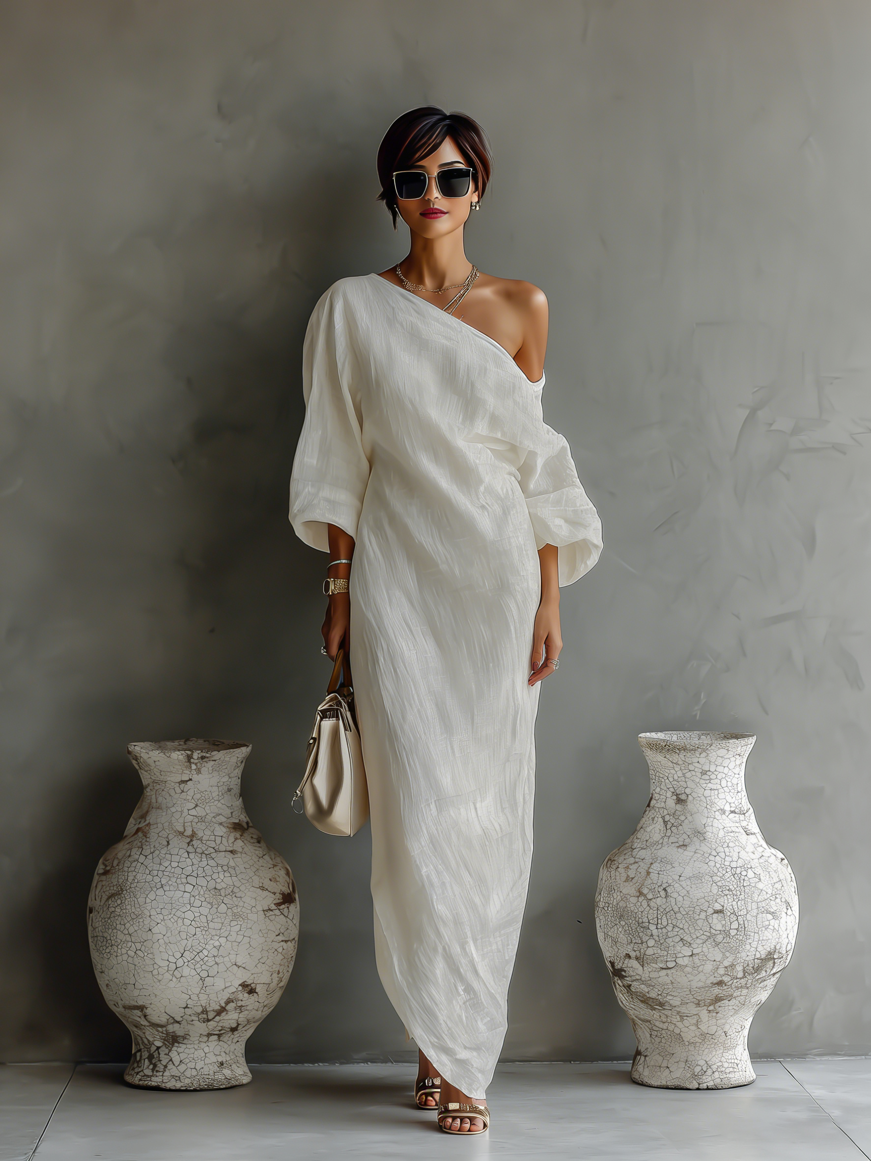 Off shoulder linen maxi dress, view 7