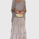 Susan long flowing elegant maxi dress in Grey, view 8