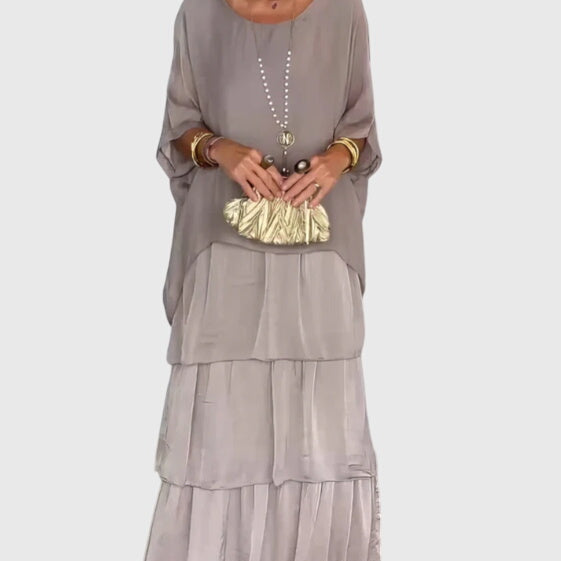 Susan long flowing elegant maxi dress in Grey, view 8