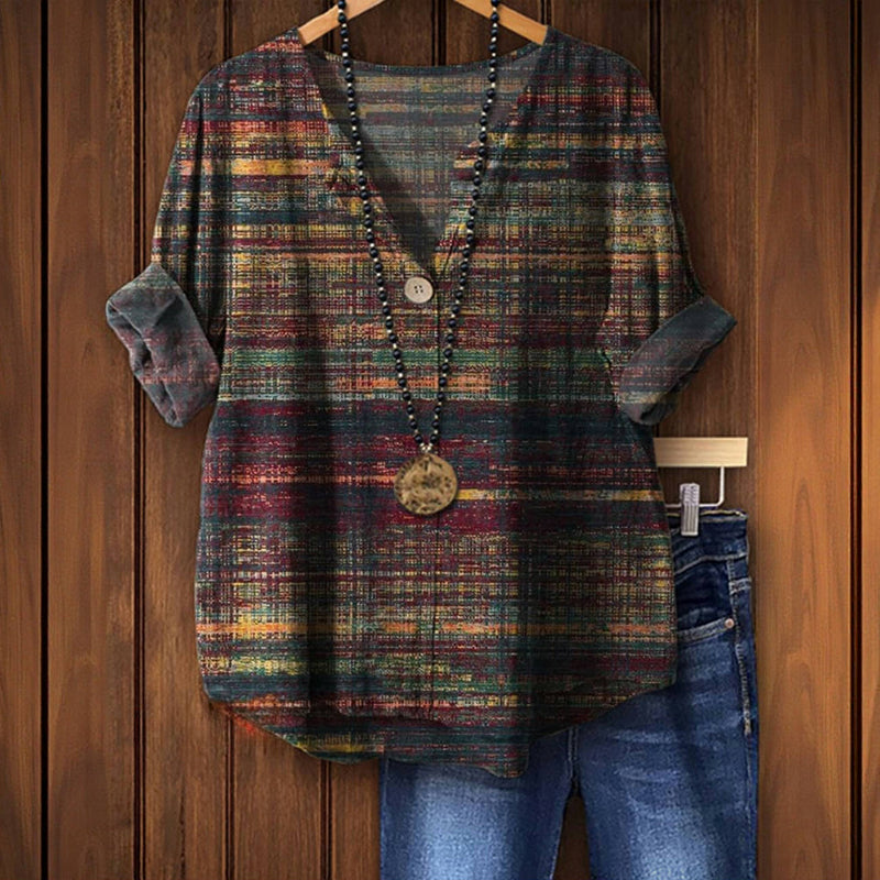 Zane vintage inspired blouse in Multicolour, front view