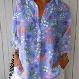 Felicia bloom meadow print blouse in Purple, front view