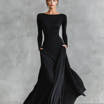 Rubi elegant black maxi dress, front view