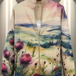 Averil Scottish thistle zip-up cardigan, view 4