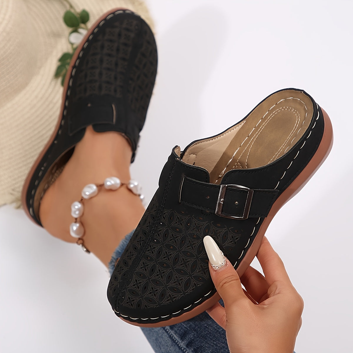 Jessica orthopaedic slip-on mules in Black, view 7