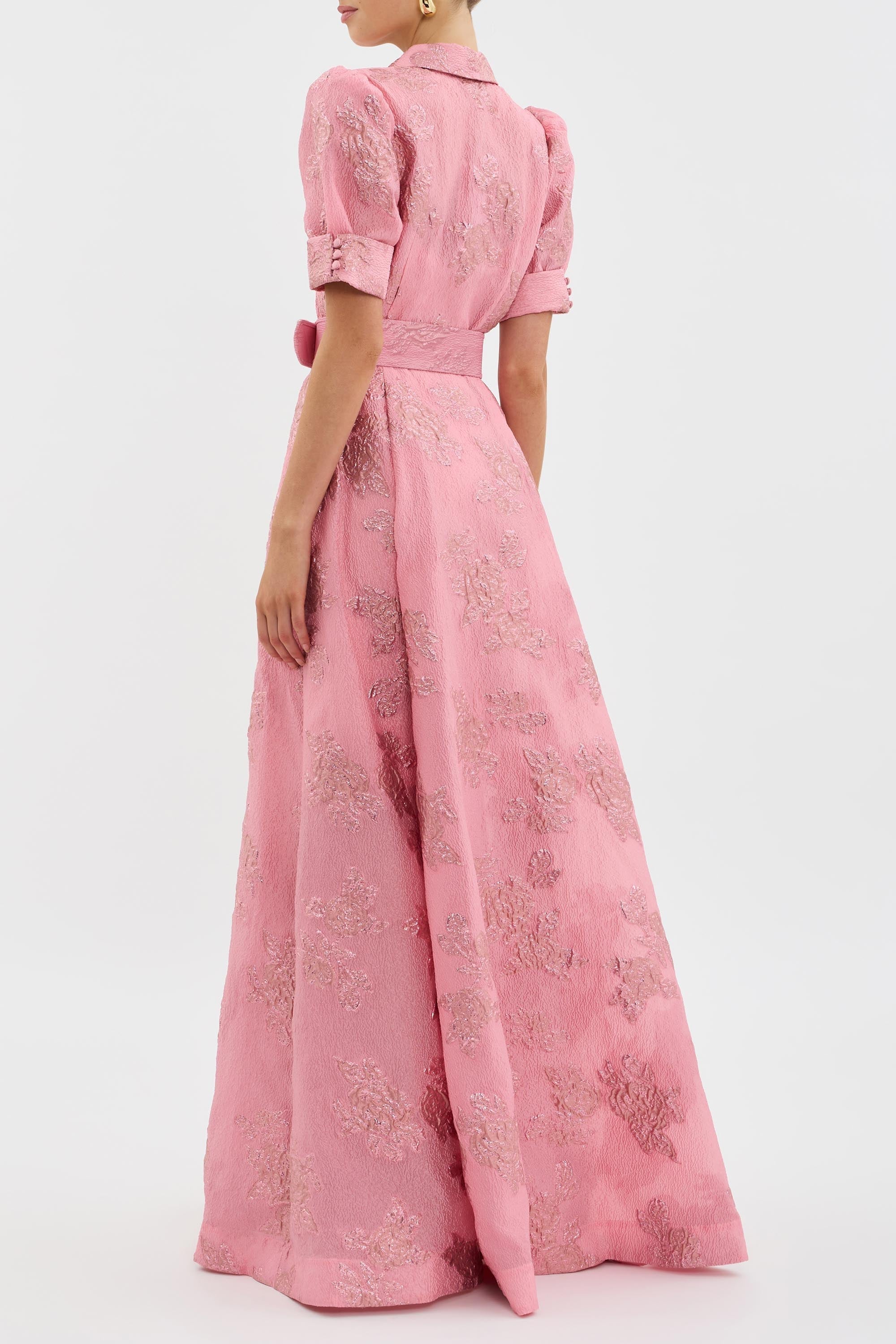 Aria belted dress with balloon sleeves, view 4