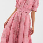 Aria belted dress with balloon sleeves, view 5