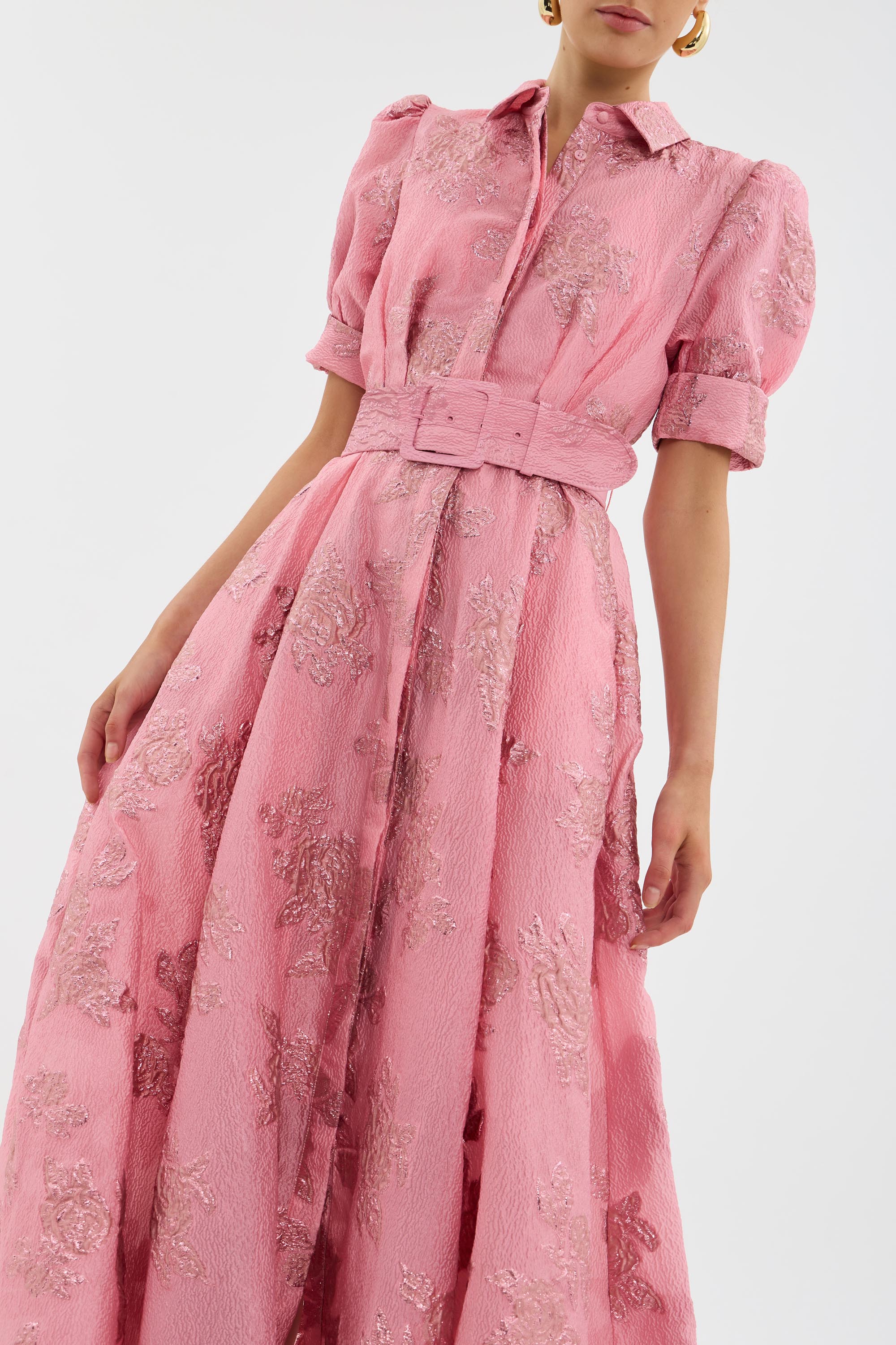 Aria belted dress with balloon sleeves, view 5