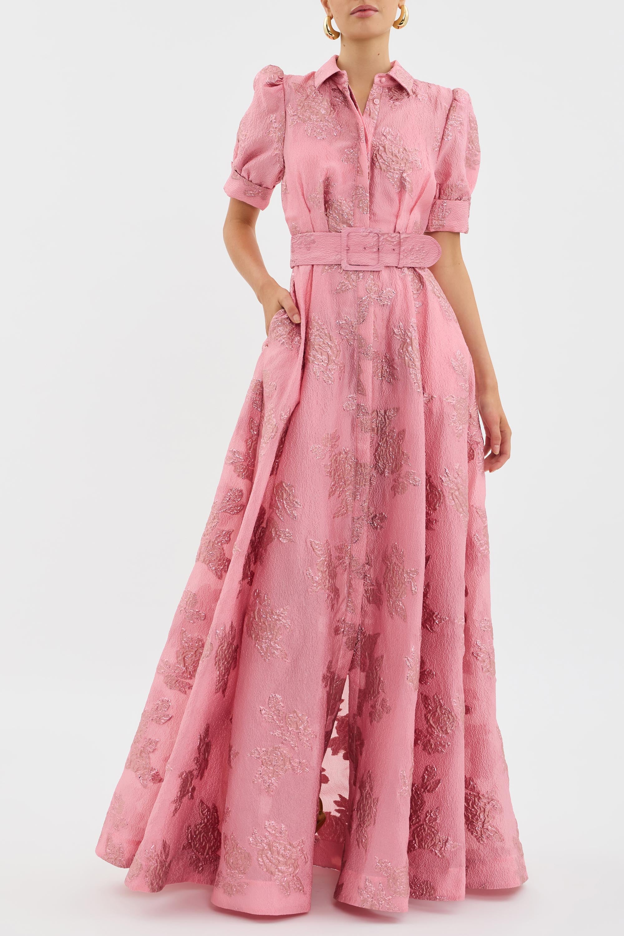 Aria belted dress with balloon sleeves, view 2