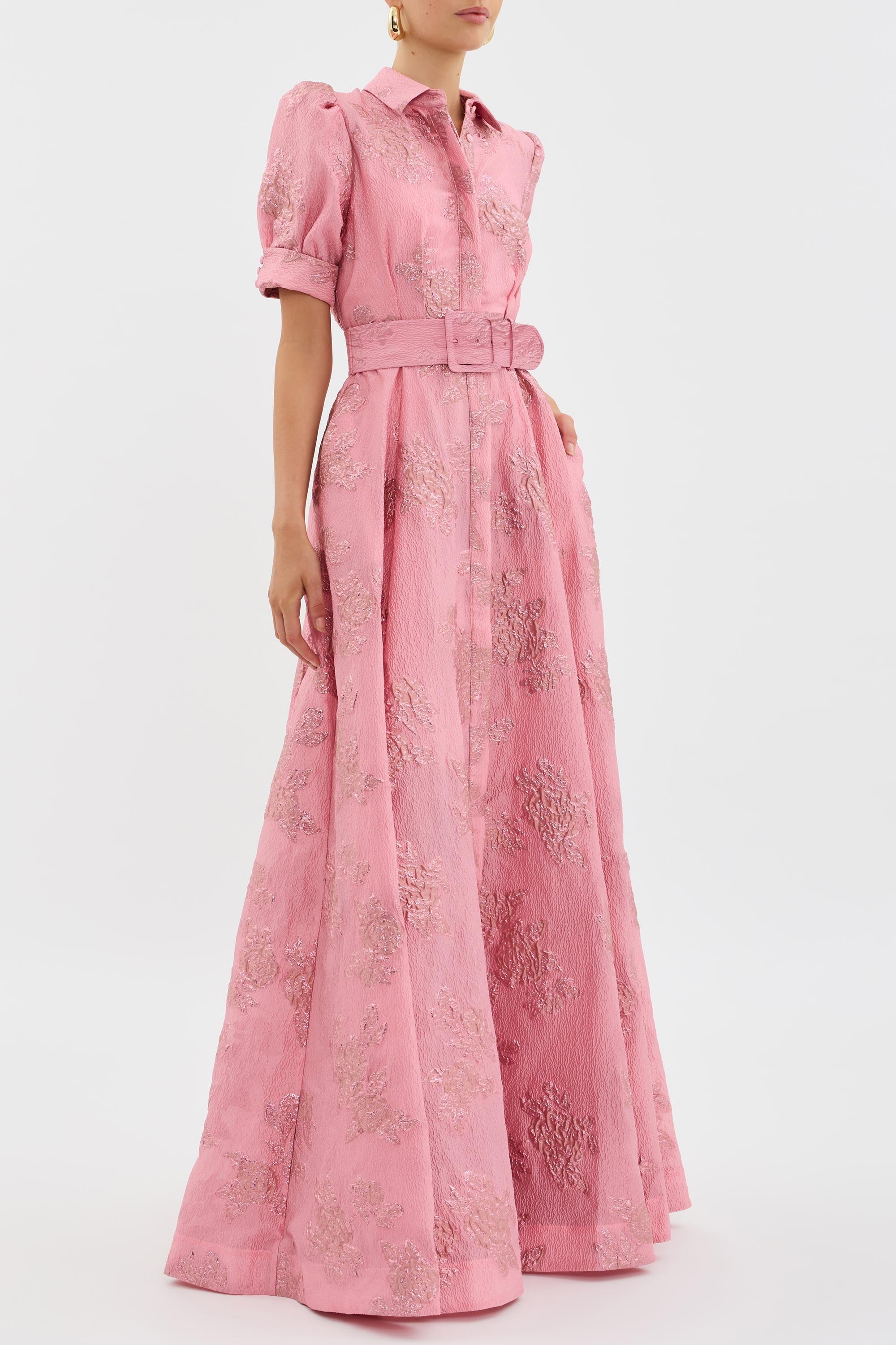 Aria belted dress with balloon sleeves, view 3