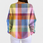 Adele colourful check jumper, view 3