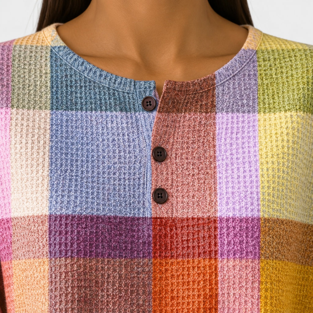 Adele colourful check jumper, view 4