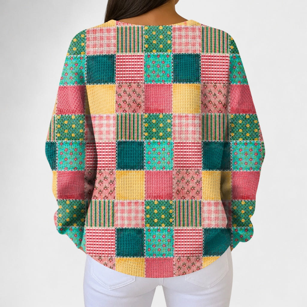 Agnes colourful patchwork jumper, view 3