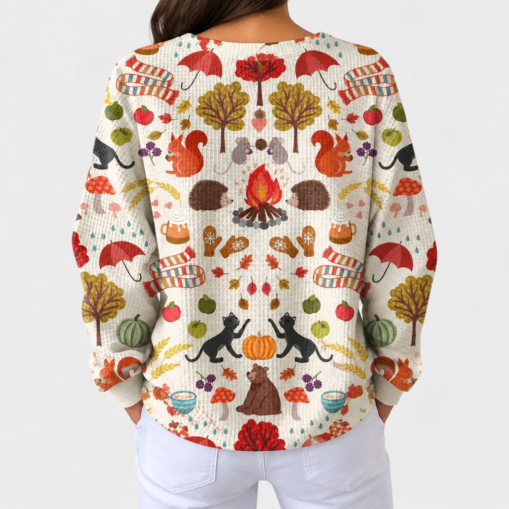 Alma autumn forest motif jumper, view 3
