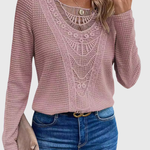 Amelie pink boho lace blouse, view 2