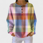 Adele colourful check jumper in Multicolour, front view