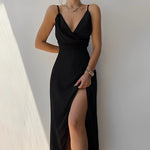 Carina Draped Evening Gown in Black, view 3
