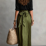 Boho linen tie waist maxi skirt, view 2