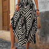 Boho paisley print asymmetric maxi skirt in Black, view 4