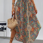 Boho paisley print asymmetric maxi skirt in Orange, view 2