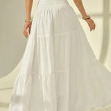 Boho tiered smocked waist maxi skirt, view 3