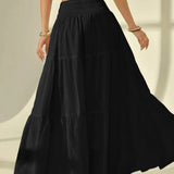 Boho tiered smocked waist maxi skirt, view 5