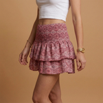 Boho paisley tiered ruffle mini skirt, view 2