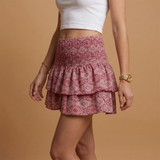 Boho paisley tiered ruffle mini skirt, view 2