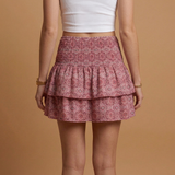 Boho paisley tiered ruffle mini skirt, view 3