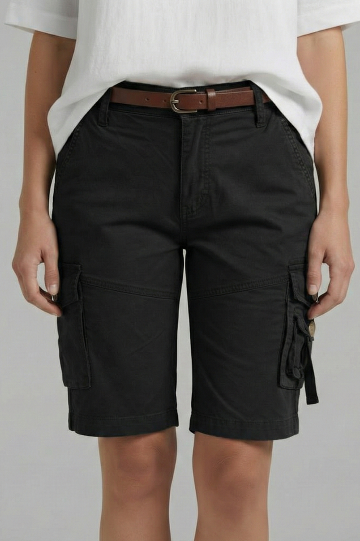 Cargo shorts with multi pocket detail in Black, view 5