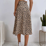 Leopard print tie waist midi skirt, view 6