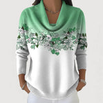 Bonnie floral cowl neck jumper in Mint, view 6